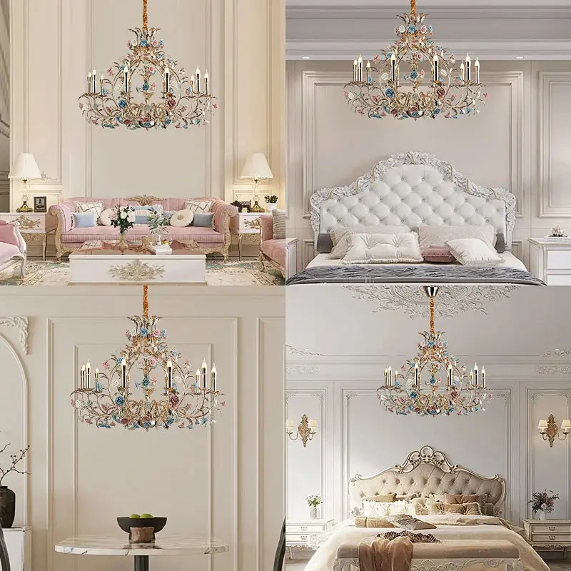 Coloured Floral Design Decorative Chandelier - Image 3