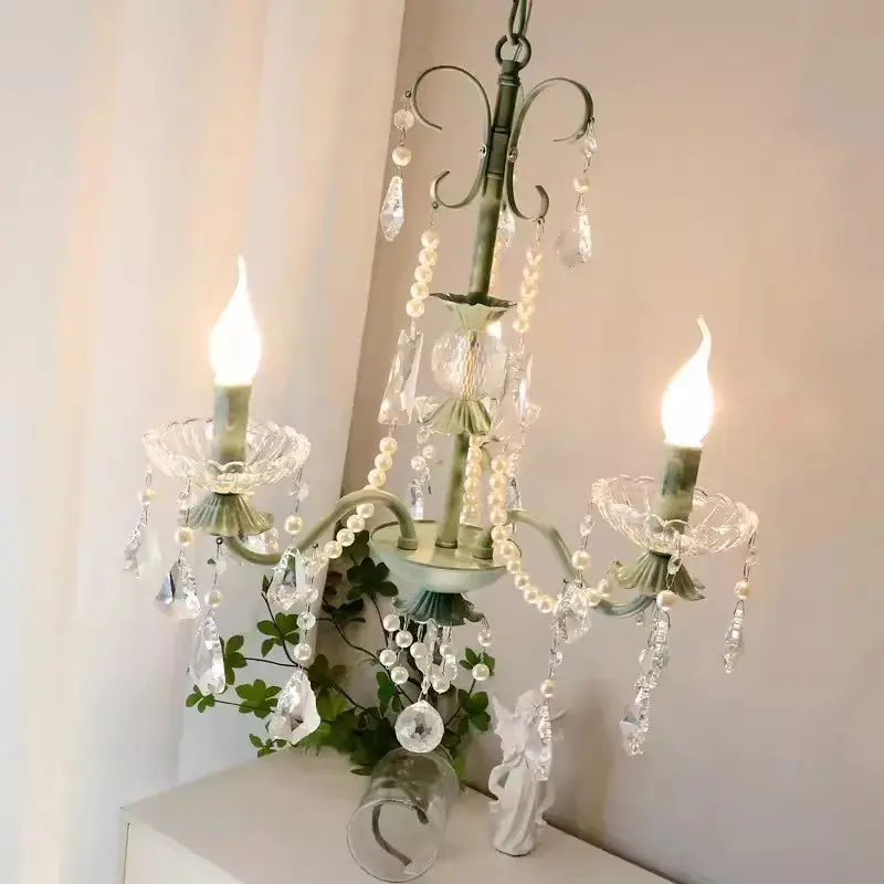 Crystal Green Glass Chandeliers - Image 5