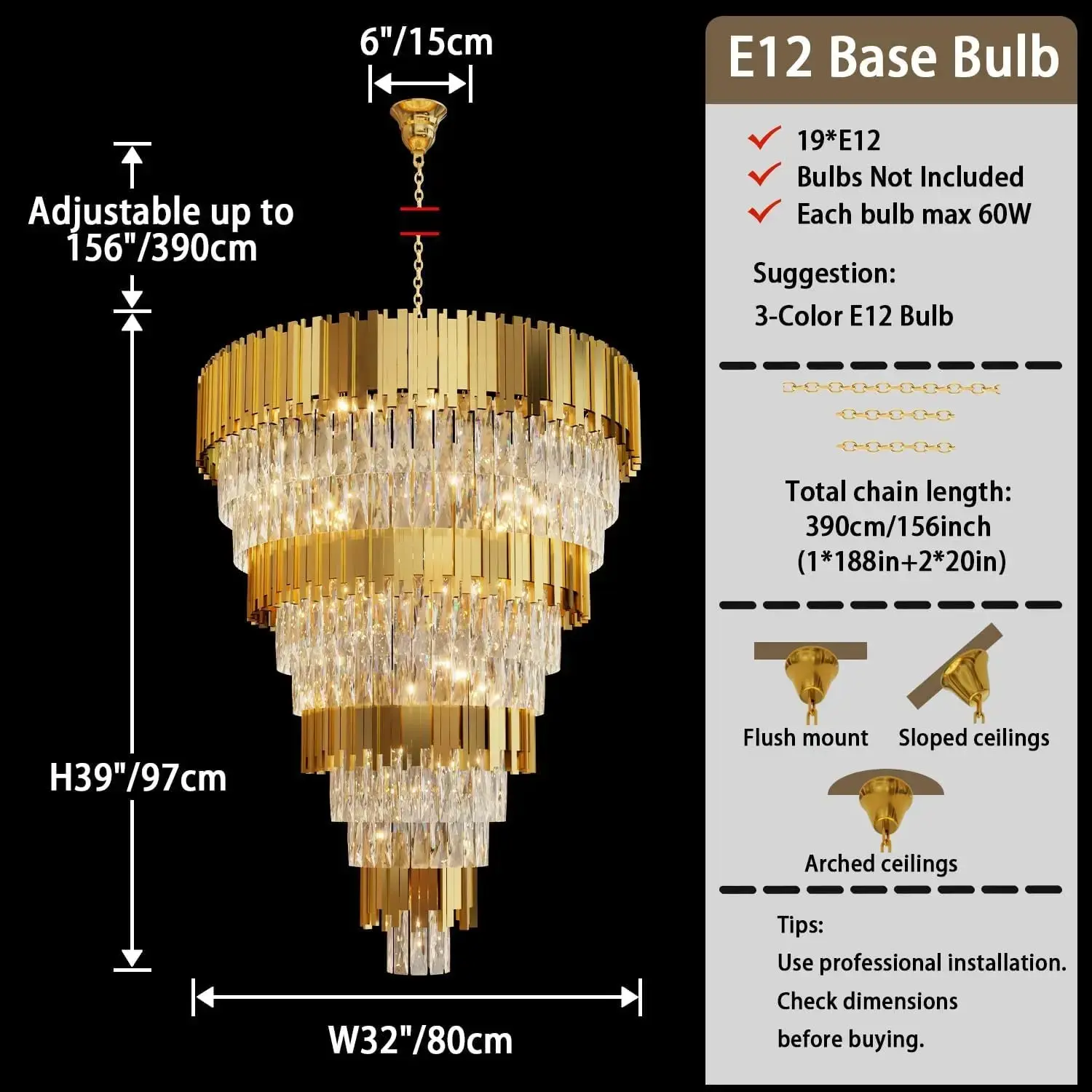 Luxury Black Crystal Chandelier For Large Staircase - Image 7
