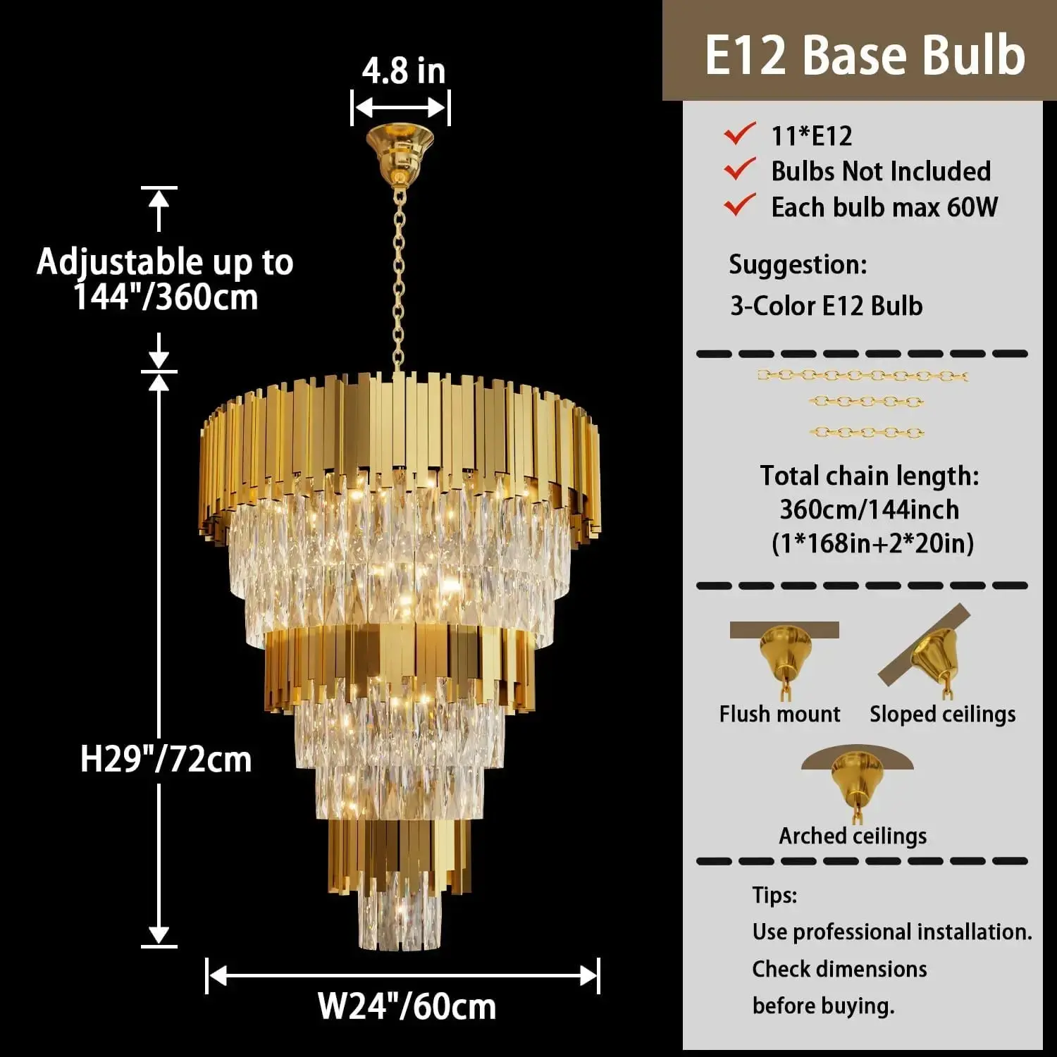Luxury Black Crystal Chandelier For Large Staircase - Image 8