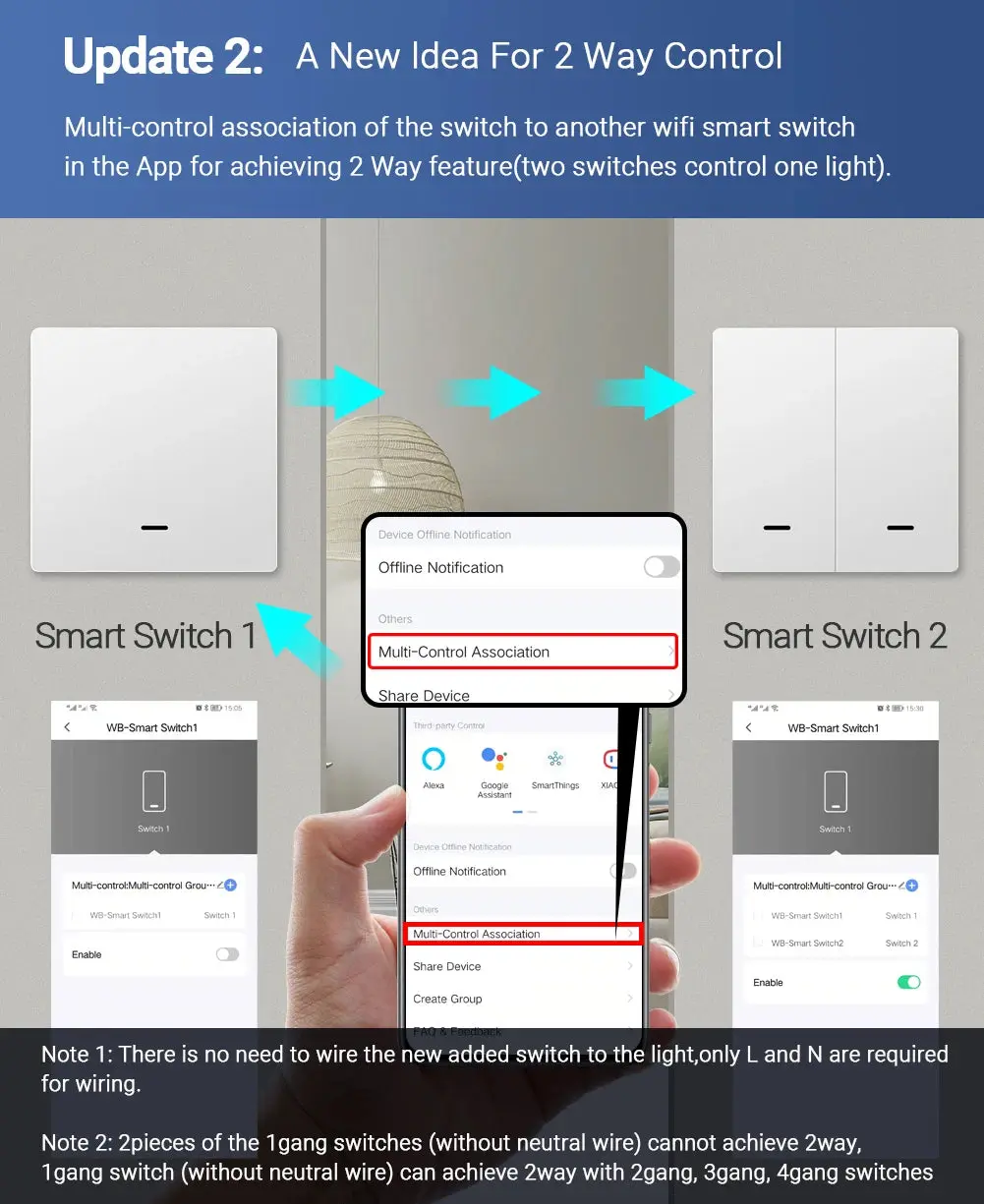 Push Button Smart 2 Way Light Switch - Image 3