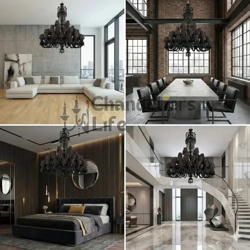 Villa Hotel Luxury Black Crystal Chandelier - Image 4