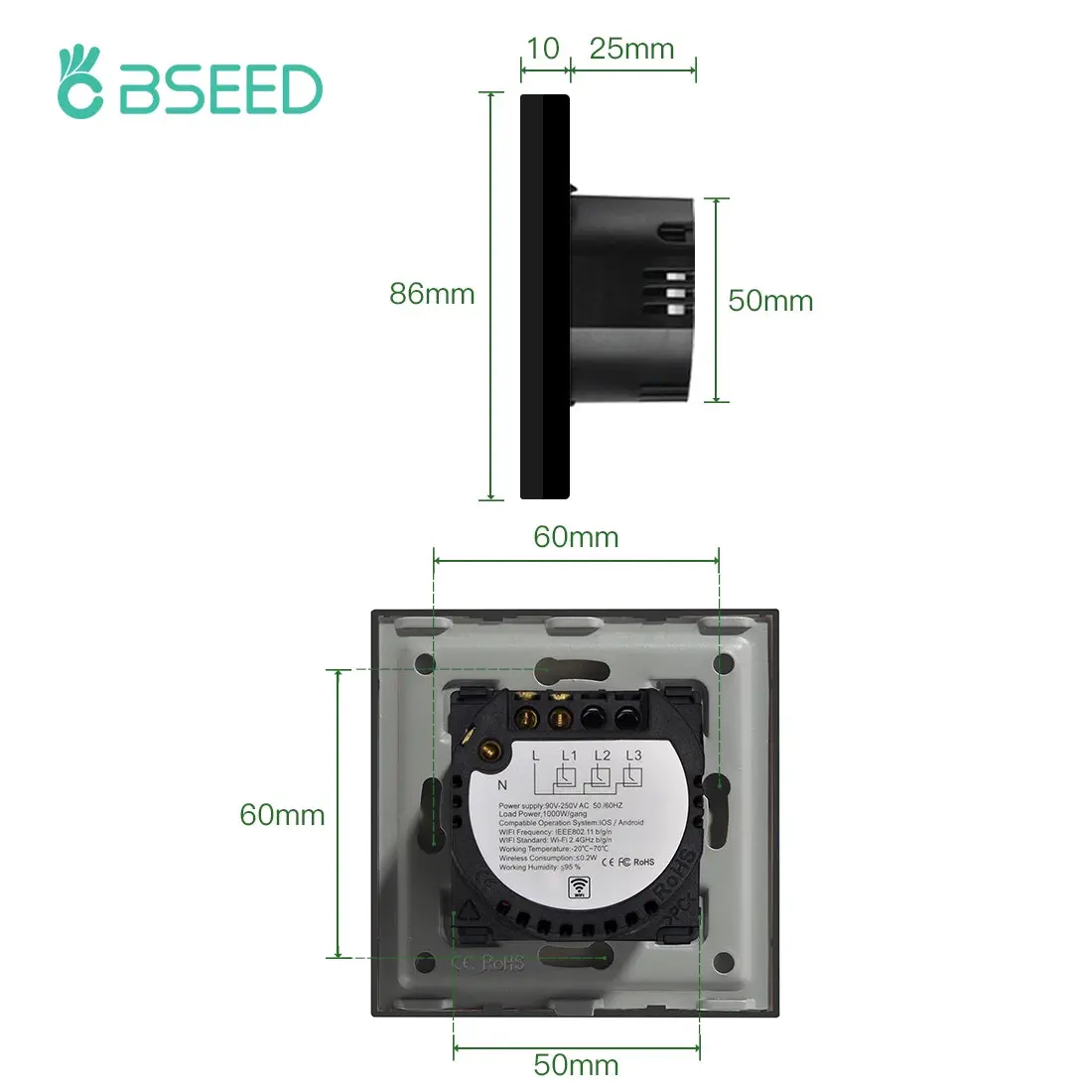 Wifi Light Smart Switch Grey White Black - Image 6